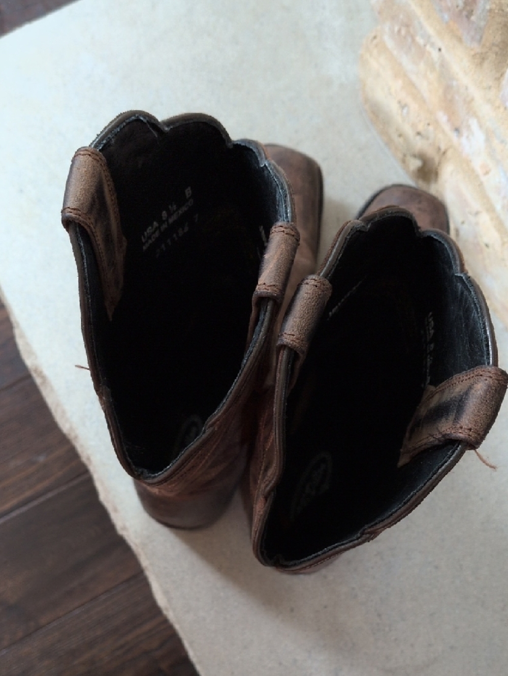 JB DILLON I Brown Leather Snip Toe Embroidered Cowgirl Western Cowboy Boots, 8.5 - Picture 12 of 16
